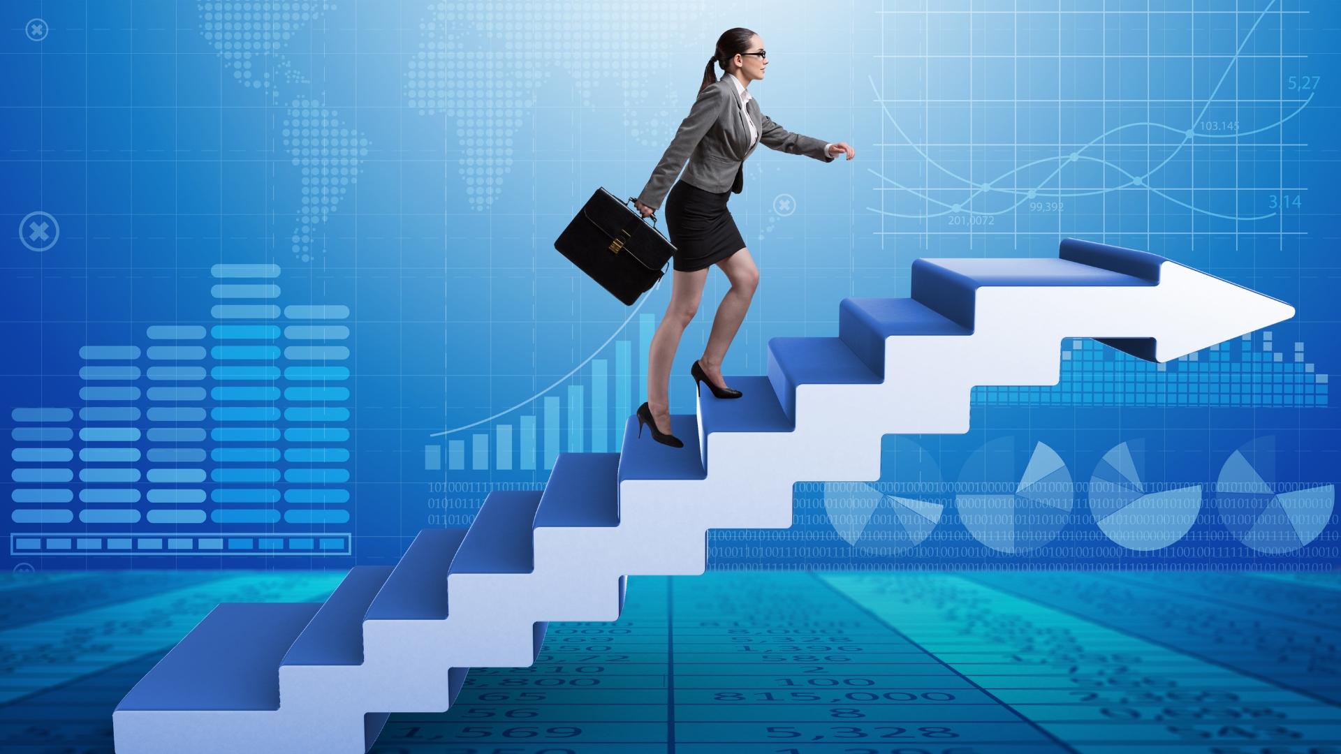 次のステップに進む女性