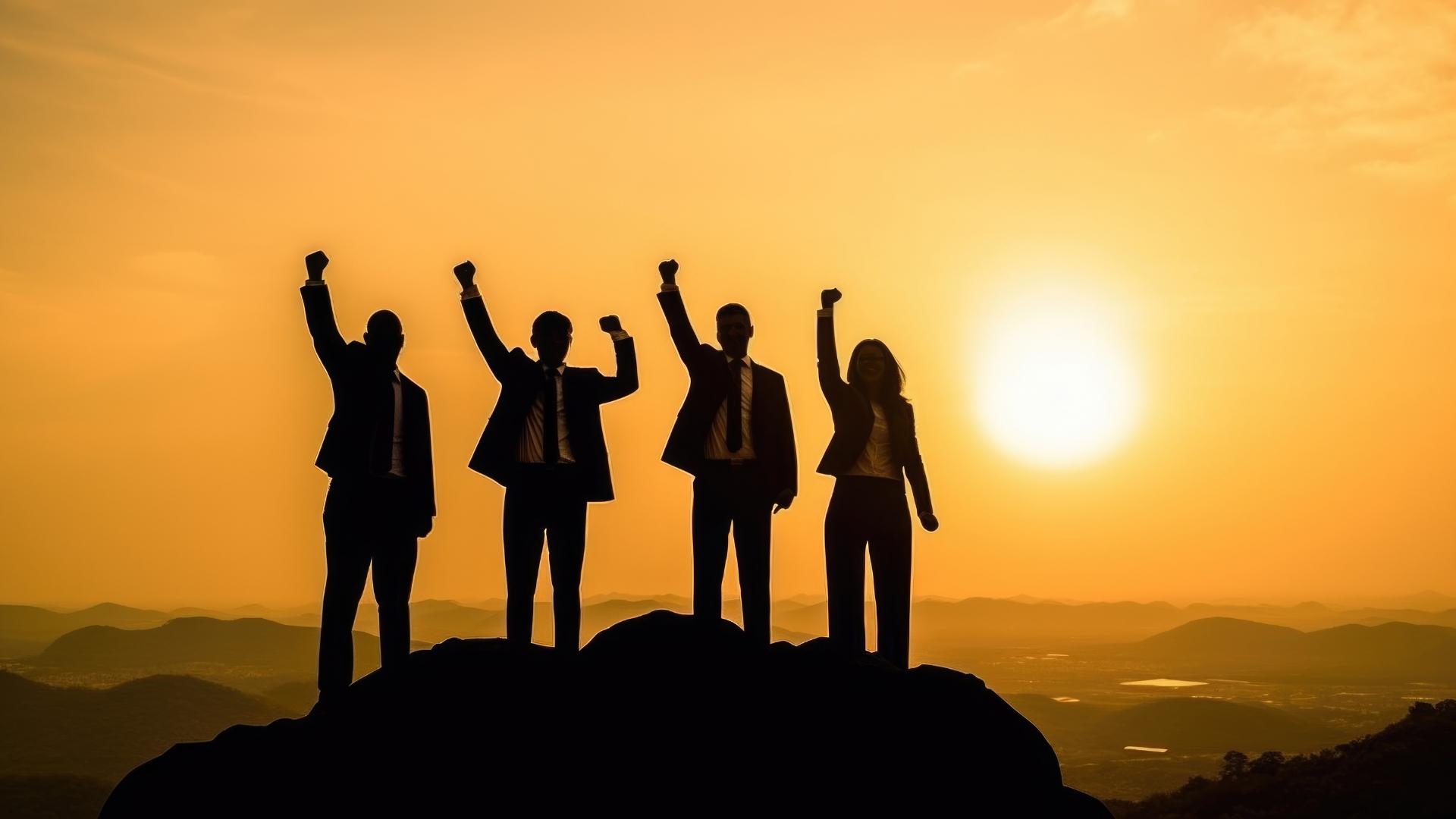 拳を上げるサラリーマン